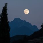 full moon over mountains